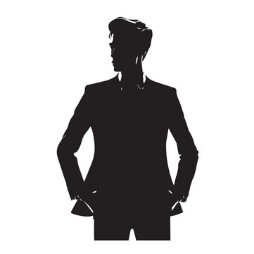 recommend clip art: Business man standing pose black silhouette and vector