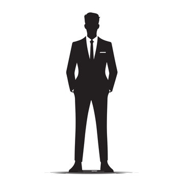 recommend clip art: Business man standing pose black silhouette and vector