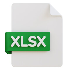 xlsx file extension 3d illustration