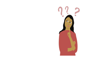 Vector Illustration Geometric Confused Women. Confused women in doubts and thoughts. Hand drawn style vector design illustrations.