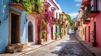 Colorful Street in a Tropical City