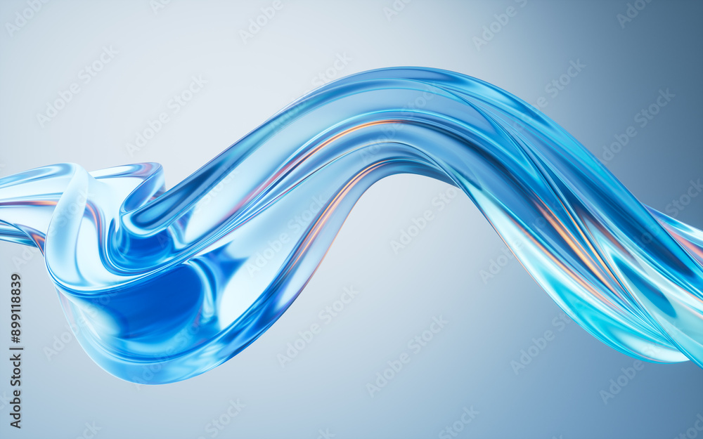 Poster flowing curve lines background, 3d rendering.
