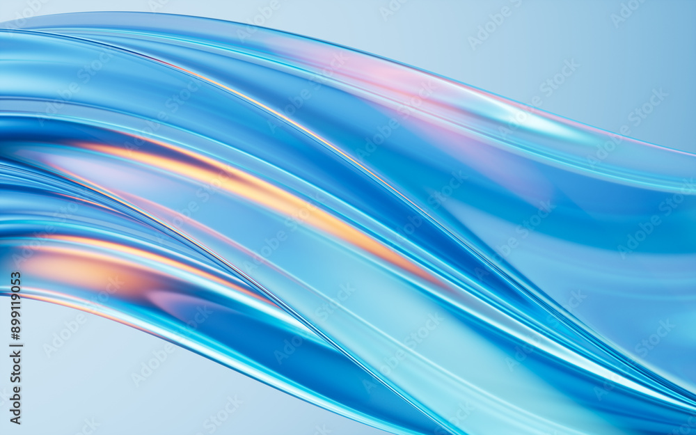 Poster flowing curve lines background, 3d rendering.