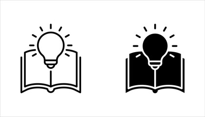 open book with lightbulb, concept new knowledge, creative idea, vector illustration on white background
