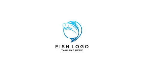 Creative fish logo design premium vector