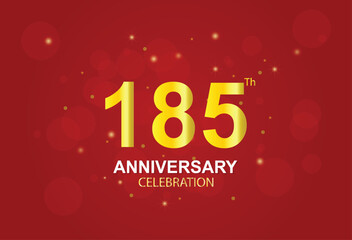 185th Anniversary. Anniversary logo design with Laurel wreath and red ribbon for celebration event, wedding, invitation, greeting card. Vector illustration
