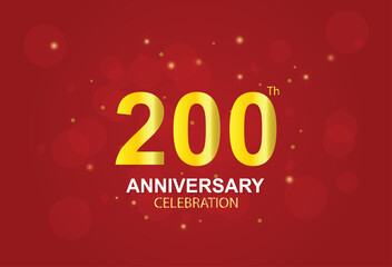 200th Anniversary Celebration. Anniversary logo design with golden color laurel wreath for birthday celebration event, invitation, greeting card, banner,