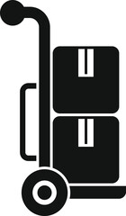 Obraz premium Black silhouette of a delivery hand truck carrying two cardboard boxes