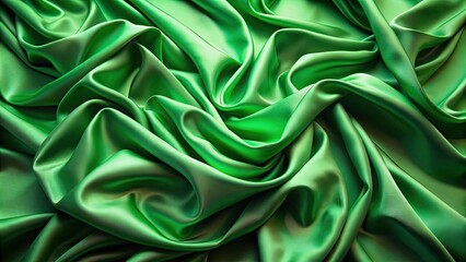 Fototapeta premium Green fabric draped in wavy folds, texture, textile, folds, material, fabric, soft, smooth, elegant, draping, background, design