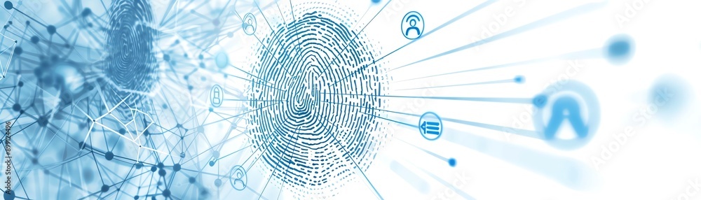 Poster an abstract representation of biometric security systems