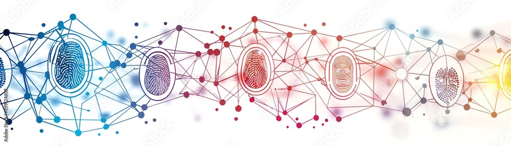 Poster an abstract representation of biometric security systems