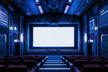 Naklejka premium Abstract Detailed Sci-Fi Themed Game Background Art Movie Theater Generative Illustration