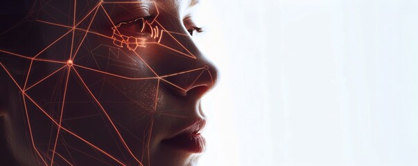 Closeup of a facial recognition system in use