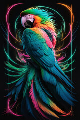 Fototapeta premium Radiant Rainbow Macaw: Neon Avian Elegance