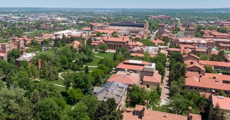 Fototapeta premium Aerial of Colorado University Boulder, Colorado, United States of America.