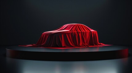 Red Covered Car on a Circular Stage