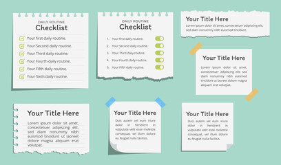 Set of White Paper Notes for Infographic Design with Replaceable Text.