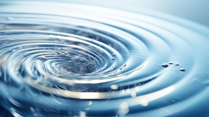 A single clear water drop hitting the surface, creating circular ripples spreading outwards