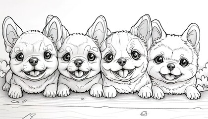 Obraz premium Happy dogs minimalistic kids drawing