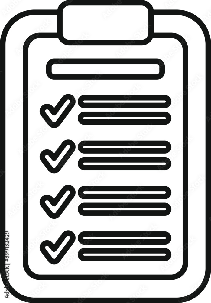 Poster this simple line drawing represents a clipboard featuring several lines with check marks, symbolizin