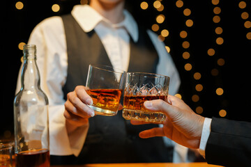 whiskey, for a friendly party in a bar or a restaurant.