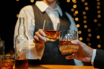 whiskey, for a friendly party in a bar or a restaurant.