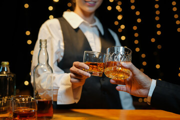 whiskey, for a friendly party in a bar or a restaurant.