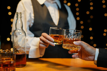 whiskey, for a friendly party in a bar or a restaurant.