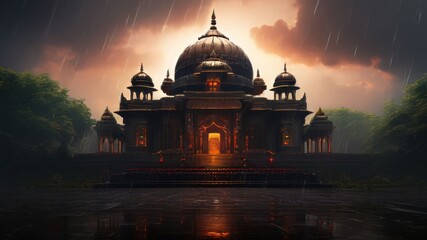 Obraz premium A big royal palace in rain