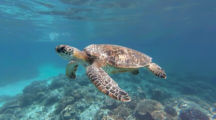 Obraz premium green turtle swimming 