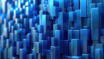 Fototapeta premium Abstract vertical animation, blue geometric background