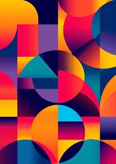 Obraz premium A bold geometric abstract design with large shapes in vibrant colors, creating a dynamic and eye-catching visual effect.