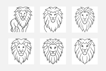 Engaging Lion Face Line Art for Kids' Coloring Books
