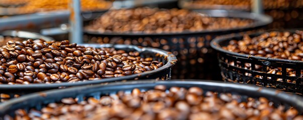 Coffee beans being sorted with traditional sieves, detailed and authentic, Coffee sorting sieve, laborintensive process