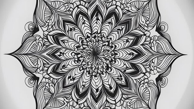 Exquisite Floral Mandala: Intricate and Relaxing Flower Patterns for Mindful Art Therapy and Stress Relief - abstract mandala flower  design. black white