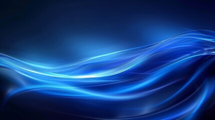 Fototapeta premium Abstract Blue Waves with Glowing Lines