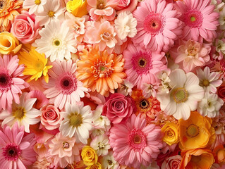 Fresh cut spring flowers floral background