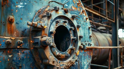 A rusted metal object with a hole in the middle