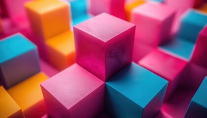 Obraz premium Colorful cubes, 3d render