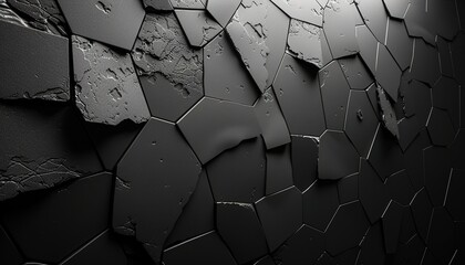Abstract 3d render, black geometric background 