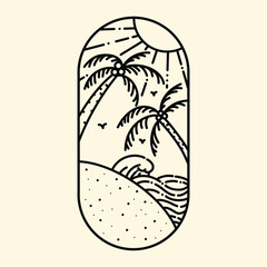 Summer with good view nature line graphic illustration art t-shirt design