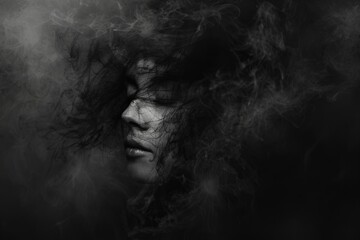 Woman's Face Emerging From Smoke