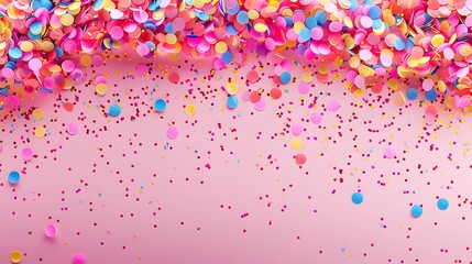 Fototapeta premium bright colorful confetti sparkles on a pink background