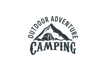 summer camp logo vector illustration vintage graphic design icon template. camping outdoor nature adventure sign or symbol for tourism travel
