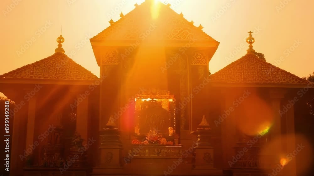 Poster the natural light of the setting sun casting a warm glow over the altar creating a serene and tranqu