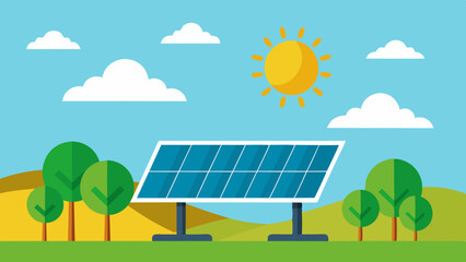 Fototapeta premium Eco-Friendly Power: Solar Cells in Solar Farms Art Illustration.