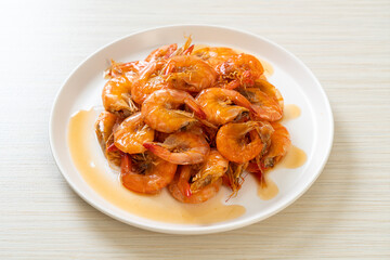 Sweet shrimps is Thai dish which cooks with fish sauce and sugar