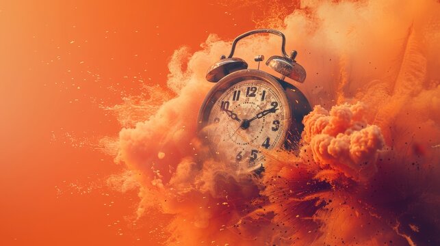 Vintage Clock Exploding in a Burst of Time and Color