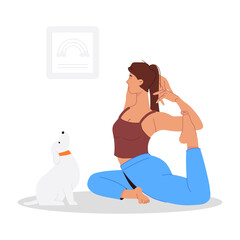 A flat illustration of pigeon pose 

