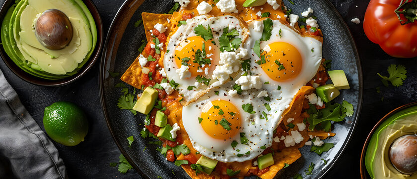 Gourmet Huevos Rancheros with Fresh Avocado and Herbs